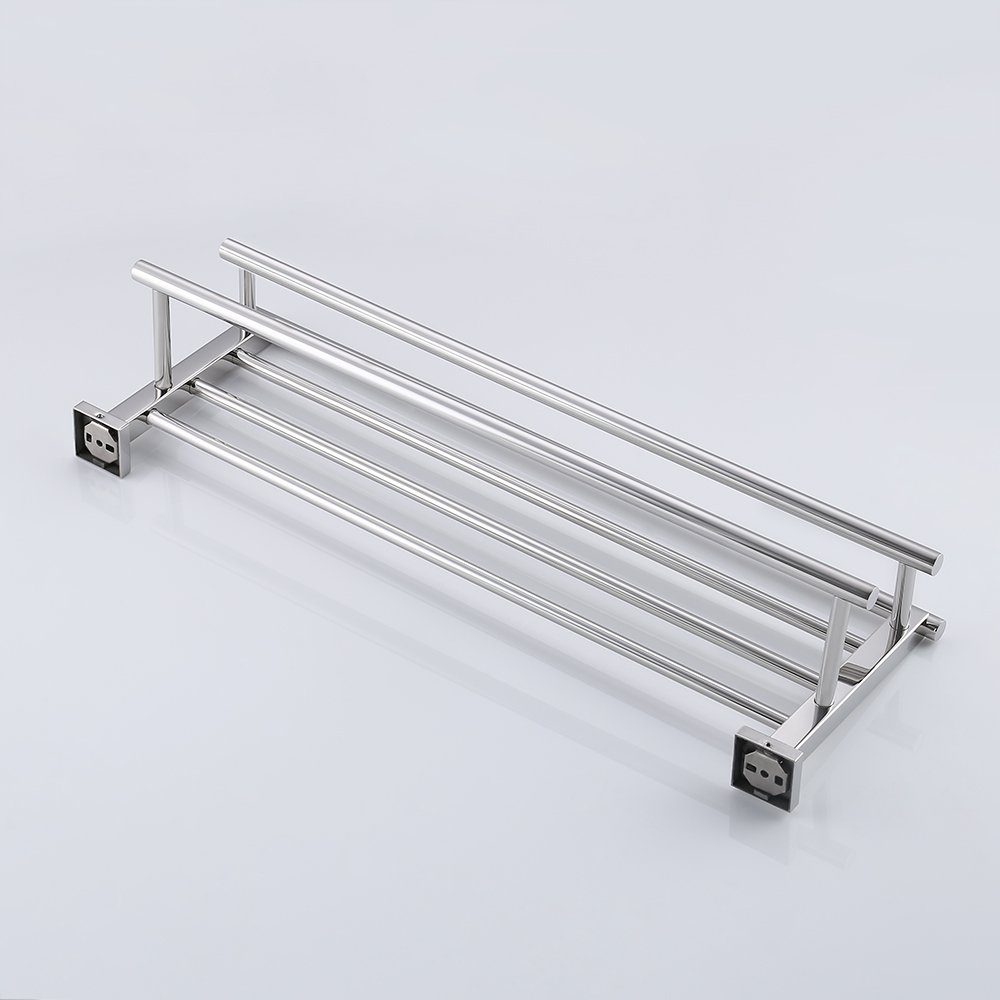 Umi. Essentials 24" Wall Mounted Towel Rail with Double Grab Rail - Polished Stainless Steel