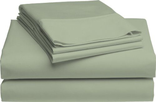 Pike Street 1220-Thread Count Egyptian Cotton Single-Ply Sateen King Sheet Set, Sage