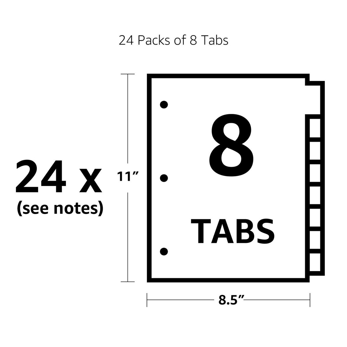 AmazonBasics 8-Tab Paper Binder Dividers, Insertable Clear Tabs, 24 Sets
