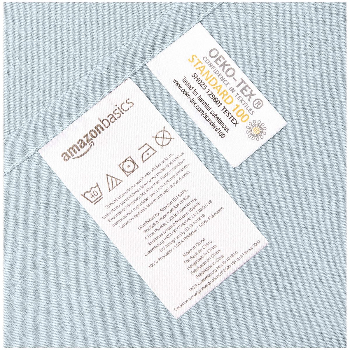 AmazonBasics Chambray Flat Sheet, 280 x 320 + 10 cm - Cool Aqua