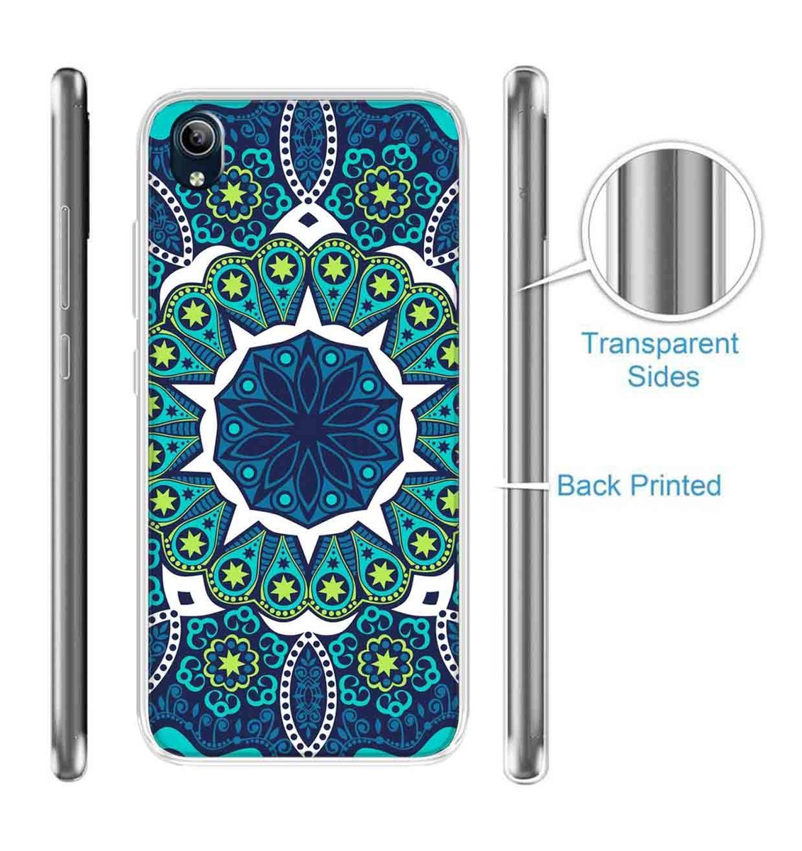 Amazon Brand - Solimo Designer Multicolor Artistic Blue Pattern Printed Soft Back Case Mobile Cover for Vivo Y91i / Vivo Y90