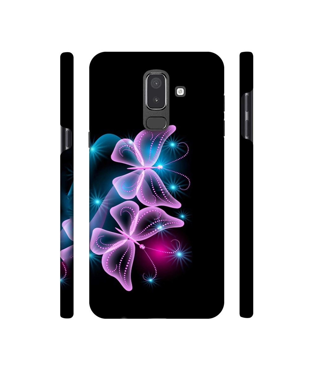 Amazon Brand - Solimo Designer Butterflies Neon Light 3D Printed Hard Back Case Mobile Cover for Samsung Galaxy J8