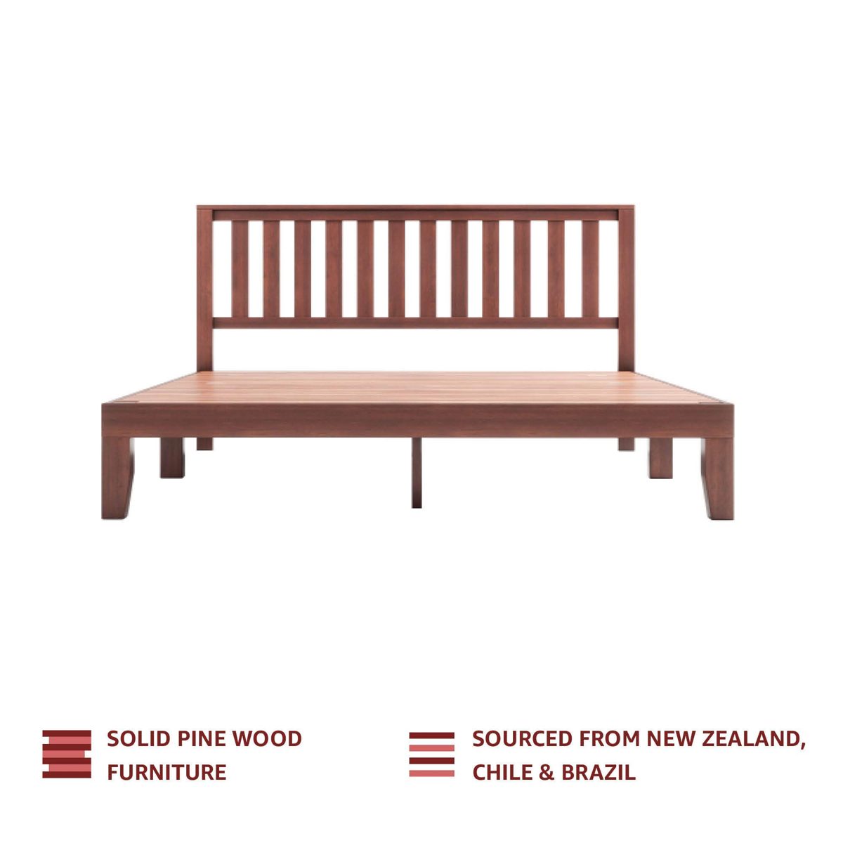 Amazon Brand - Solimo Trinity Solid Wood Queen Bed (Walnut Finish)