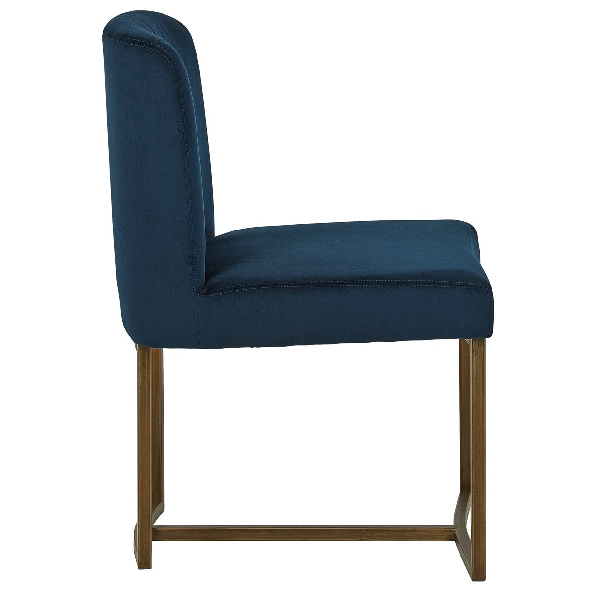Amazon Brand – Rivet Eastern Modern Dining Room Kitchen Chairs, Velvet, 32 Inch Height, Set of 2, Blue, Bronze Metal