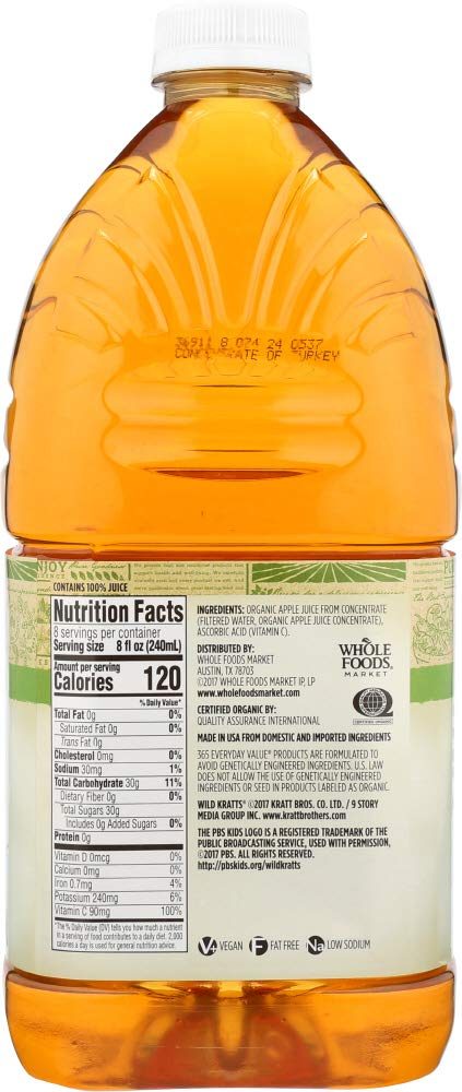 365 Everyday Value, Organic Apple Juice from Concentrate, 64 fl oz