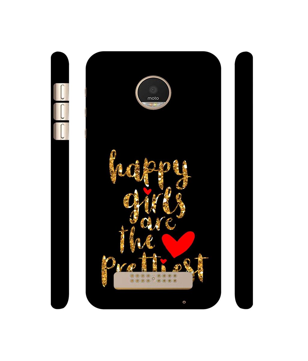 Amazon Brand - Solimo Designer Happy Girls are The Prettiest 3D Printed Hard Back Case Mobile Cover for Motorola Moto Z Play