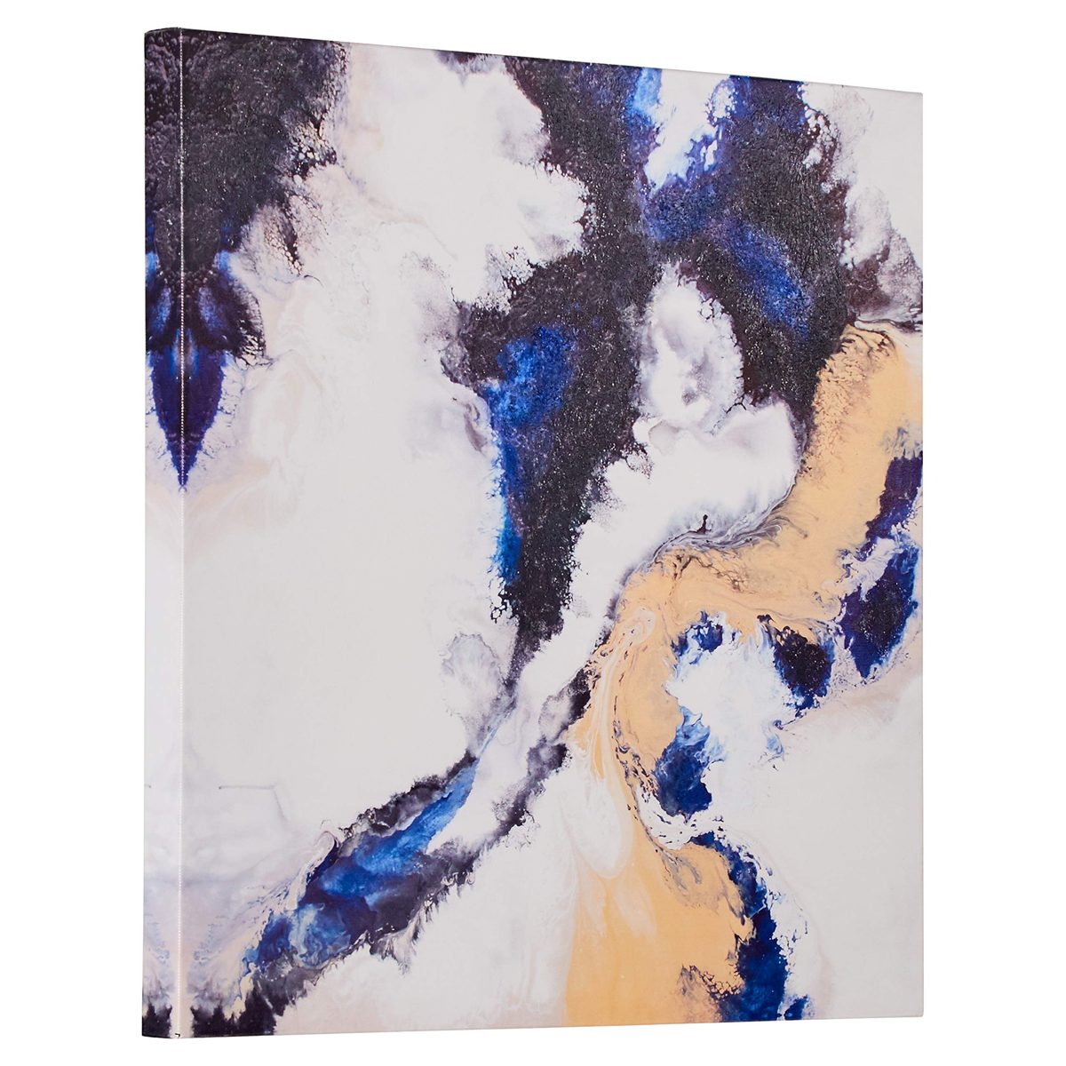 Amazon Brand – Rivet Contemporary Print with Sand Texture Wall Art Decor on Canvas - 24 x 24 Inch, Blue and Black