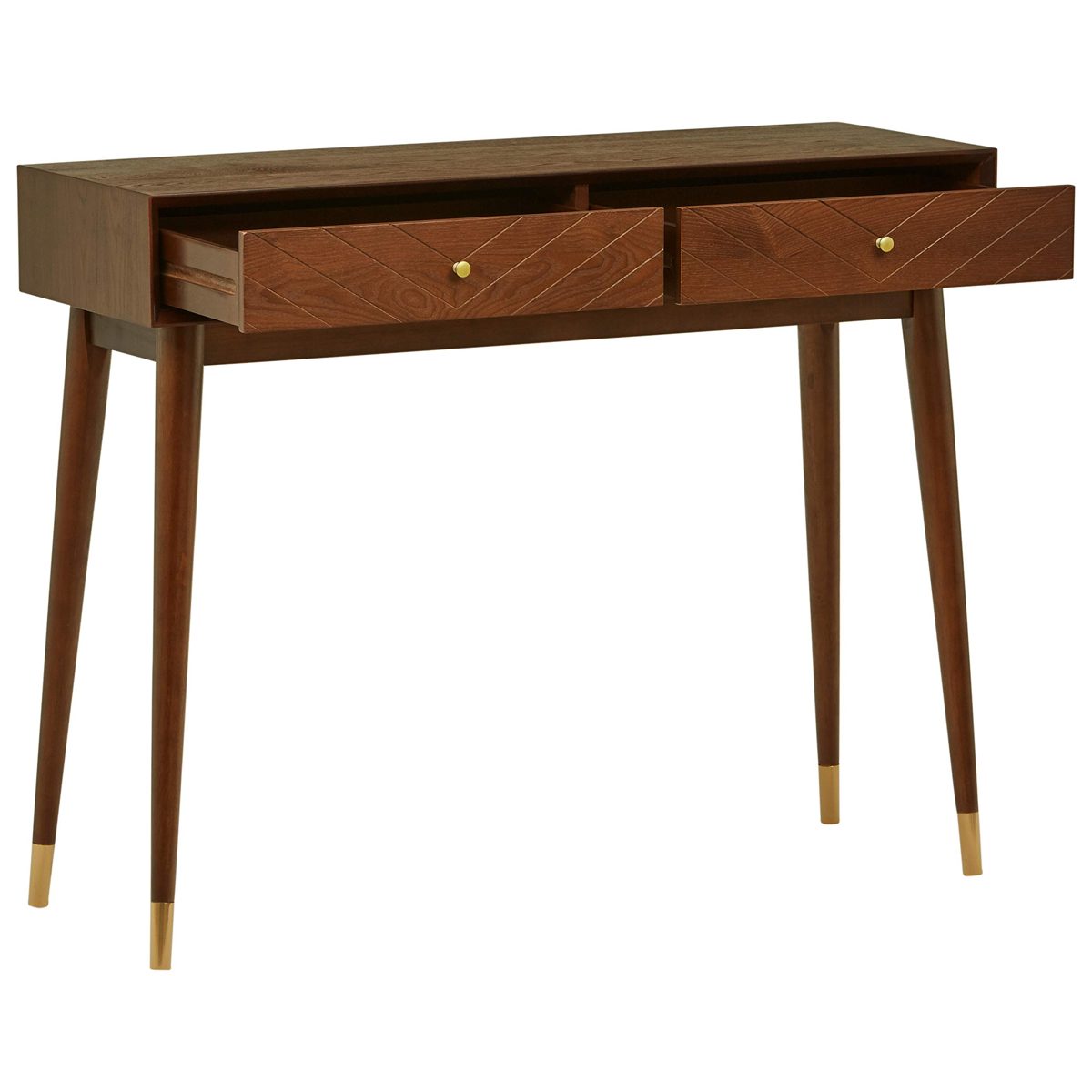 Rivet Mid-Century Modern Desk 31.5"H, Walnut Stain