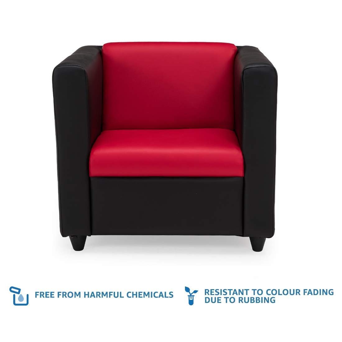 Amazon Brand - Solimo Dual-Toned Leatherette 1 Seater Sofa (Red & Black)