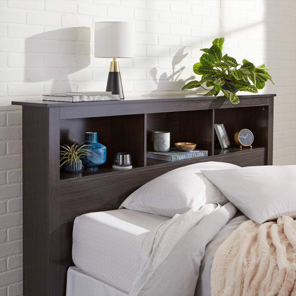 AmazonBasics Functional Bookcase Storage Headboard - Queen, Cappuccino