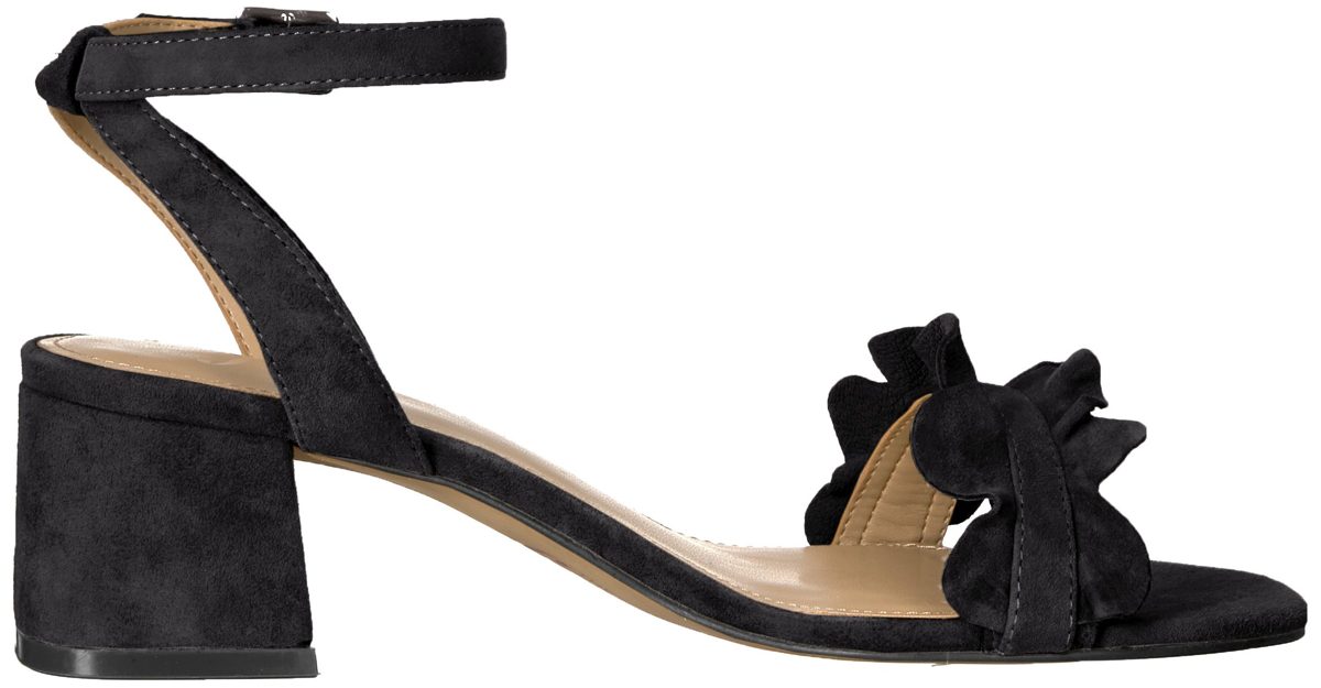 Amazon Brand - The Fix Women's Lizzie Block Heel Ruffled Sandal Heeled, Black Suede, 9.5 B US