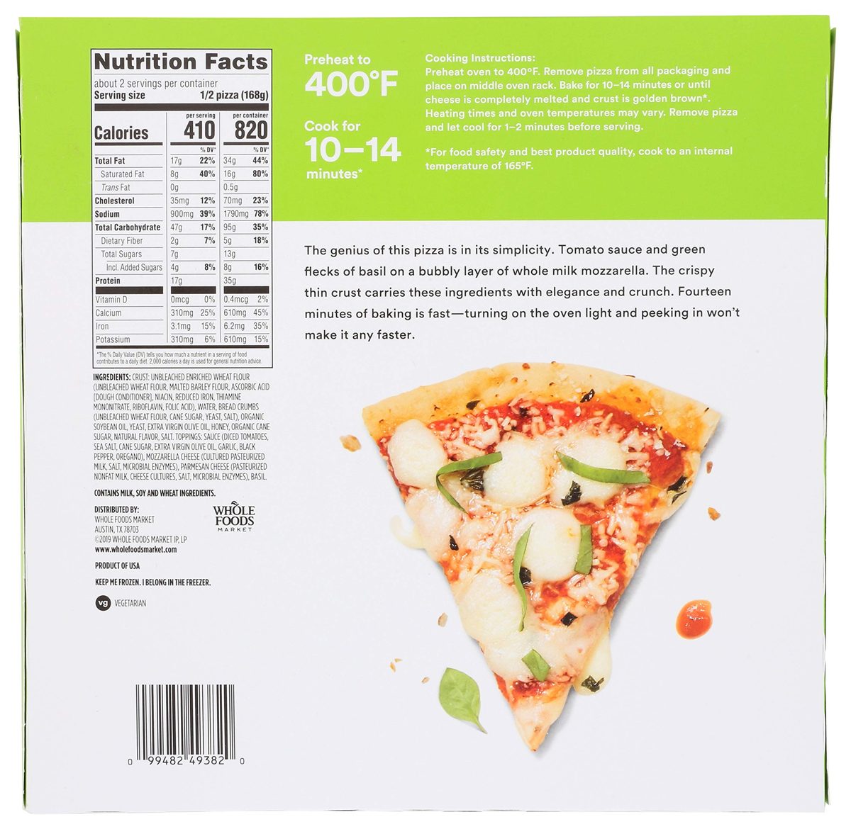 365 EVERYDAY VALUE Margherita Thin Crust Pizza, 11.8 OZ