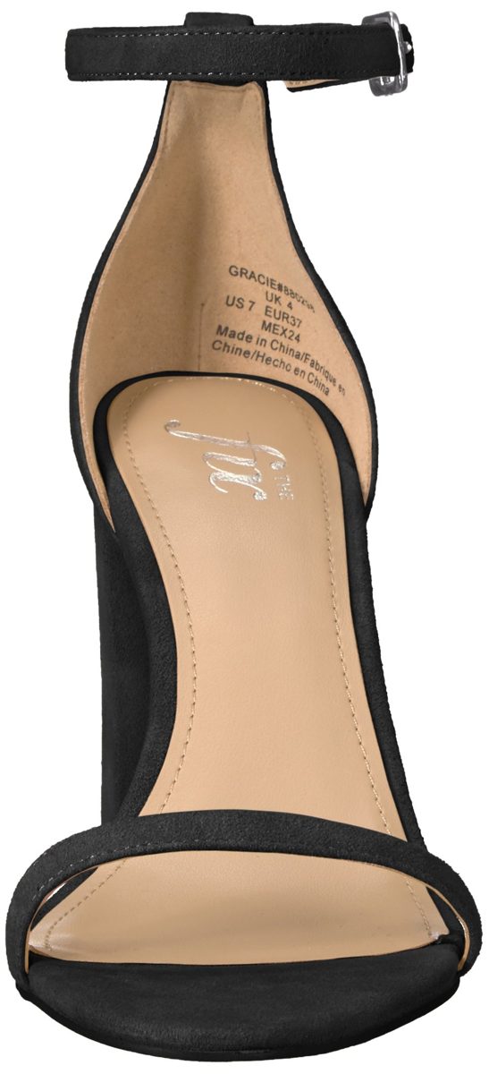 Amazon Brand - The Fix Women's Gracie Block Heel Strappy Sandal Heeled, Black Suede, 6.5 B US