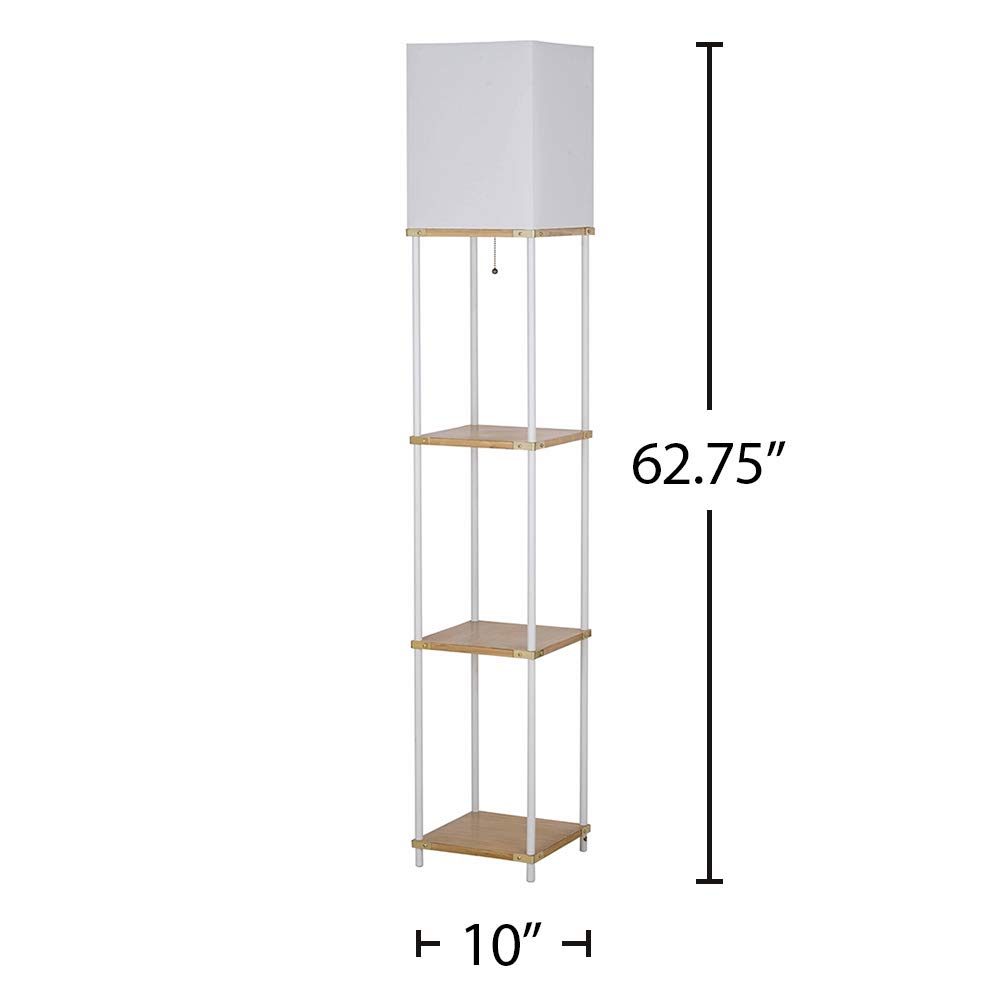 Amazon Brand – Ravenna Home Floor Lamp with Shelves, LED Light Bulb included, 62.75"H, White