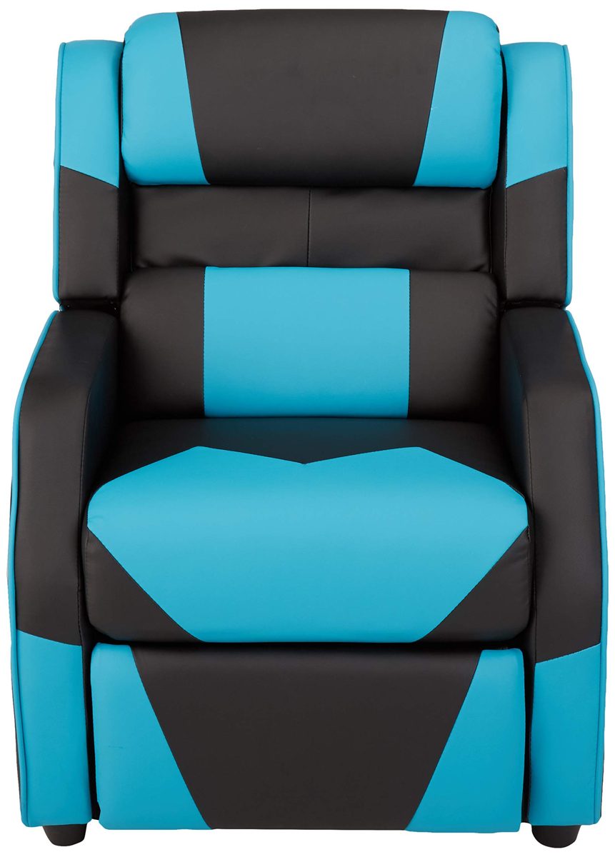 AmazonBasics Kids/Youth Gaming Recliner with Headrest and Back Pillow, 5+ Age Group, Black and Blue (Renewed)
