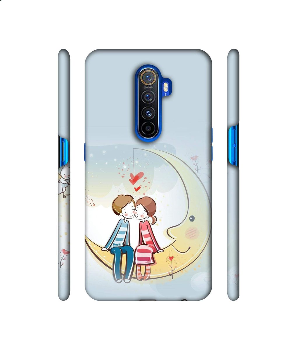Amazon Brand - Solimo Designer Couple Sitting On Moon 3D Printed Hard Back Case Mobile Cover for Oppo Reno Ace/Realme X2 Pro