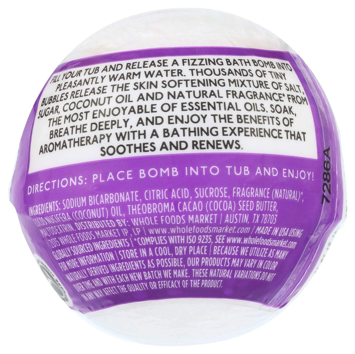 Whole Foods Market, Fizzing Bath Bomb, Lavender Vanilla, 2.3 oz