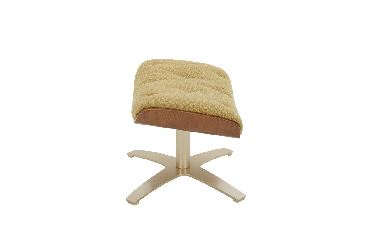Amazon Brand – Rivet Olander Mid-Century Modern Ottoman with Self-Centering Swivel Base, 20.5"W, Lemongrass