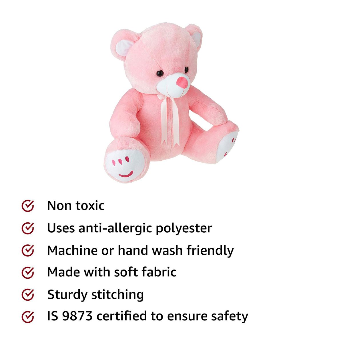 Amazon Brand- Jam & Honey Pink Teddy 60 cm