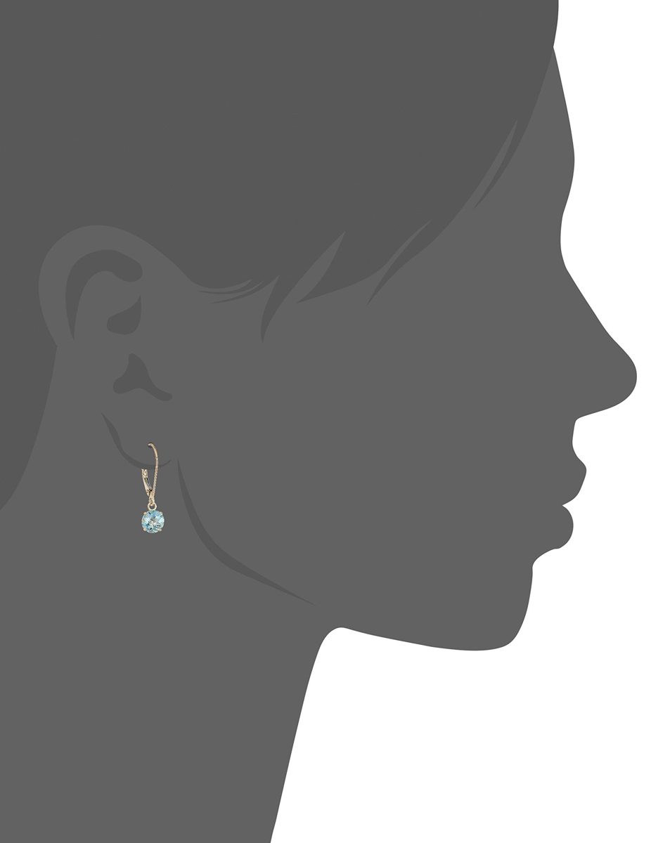 10k Yellow Gold Round Checkerboard Cut Citrine Leverback Earrings (6mm)