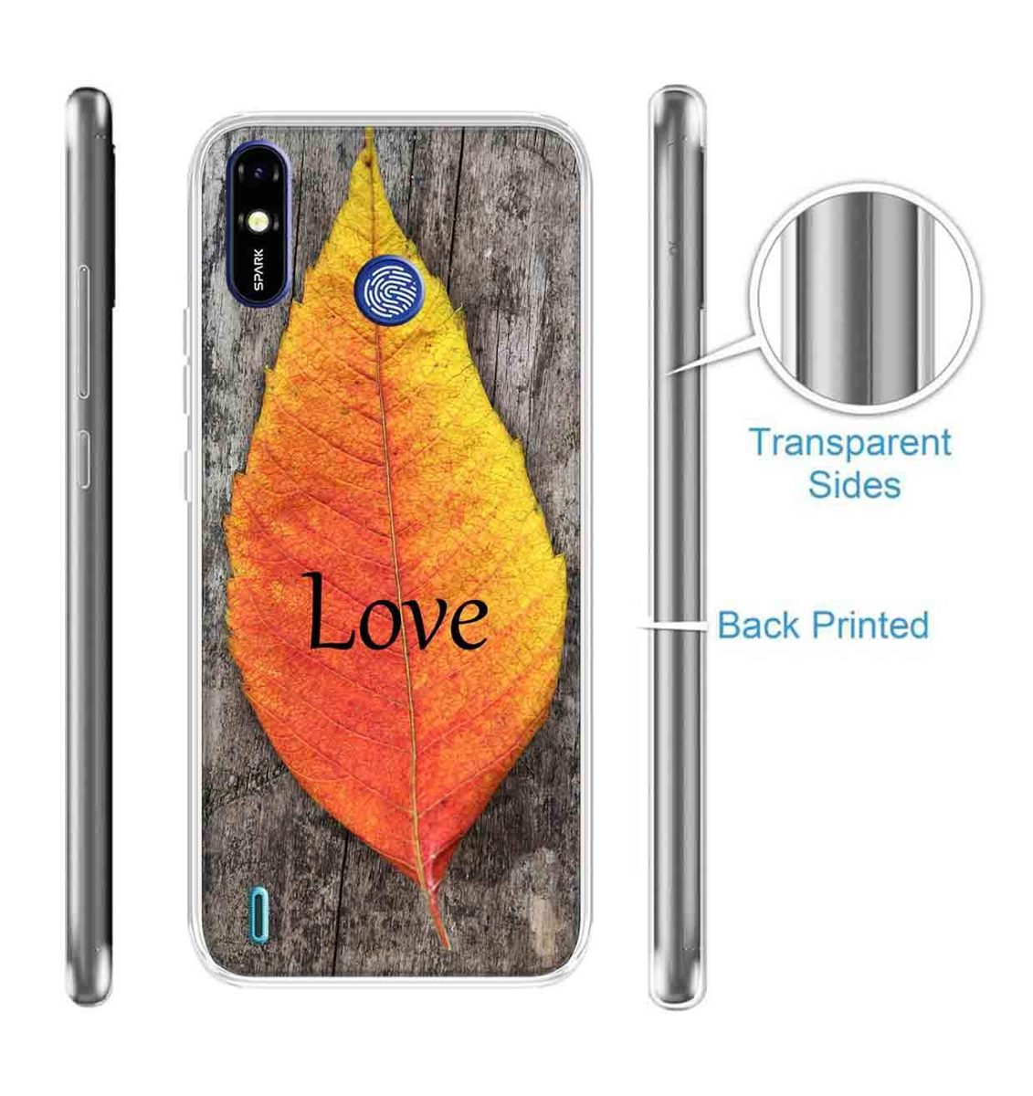 Amazon Brand - Solimo Designer Multicolor Maple Leaf Love Design Printed Soft Back Case Mobile Cover for Tecno Spark Go Plus