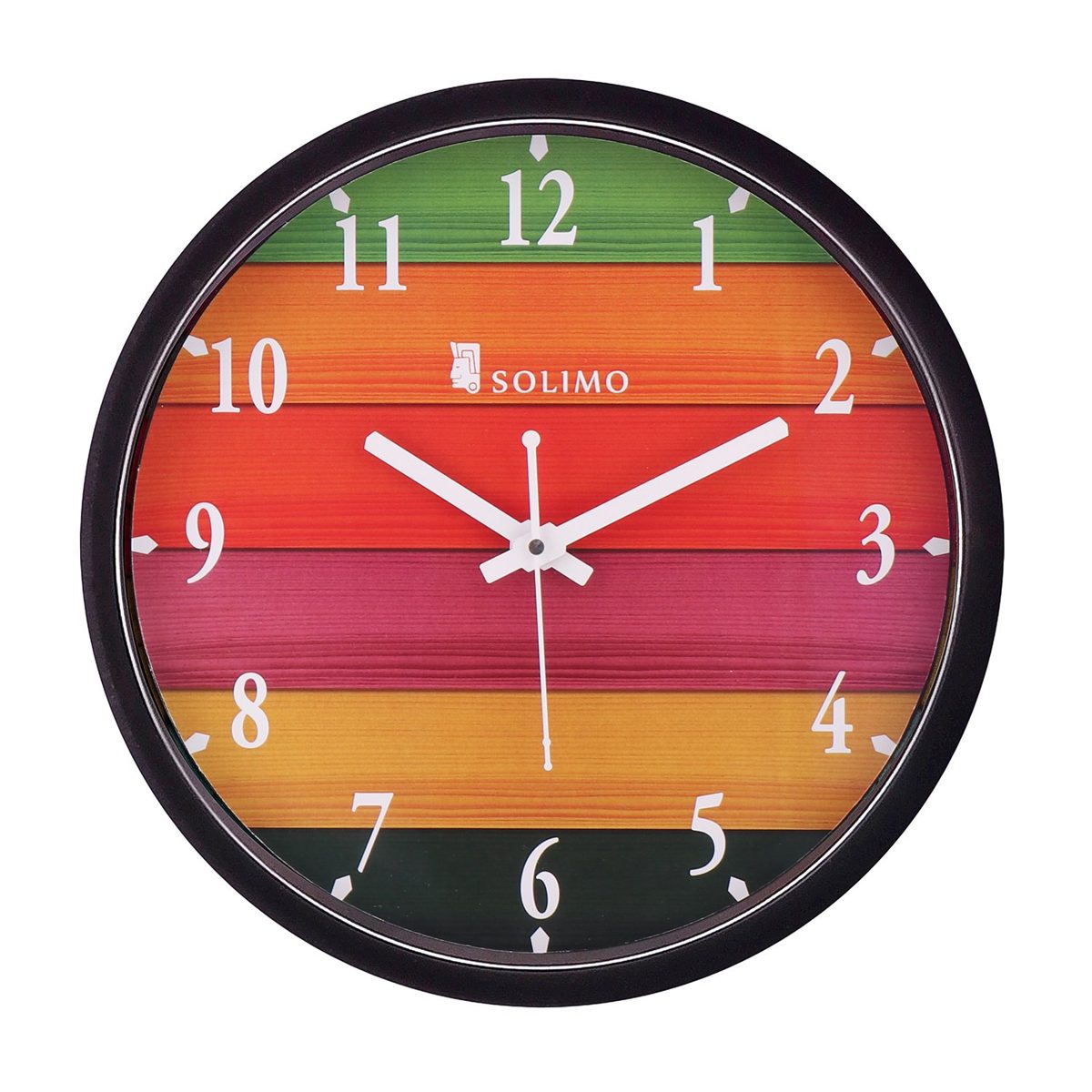 Amazon Brand - Solimo 12-inch Wall Clock - Different Strokes (Step Movement, Black Frame)