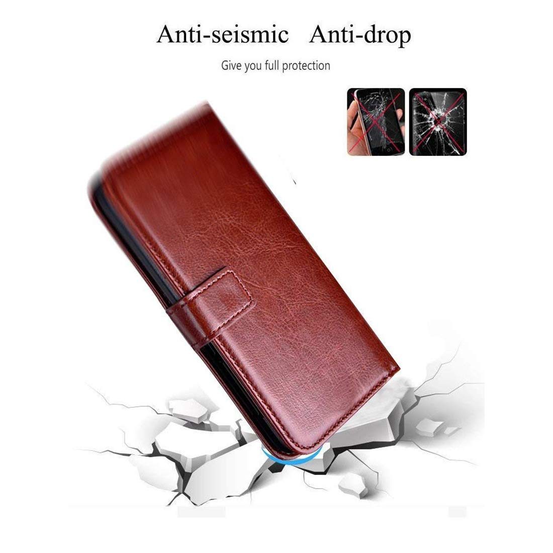 Amazon Brand - Solimo Flip Leather Mobile Cover (Soft & Flexible Back case) for Vivo V19 (Brown)