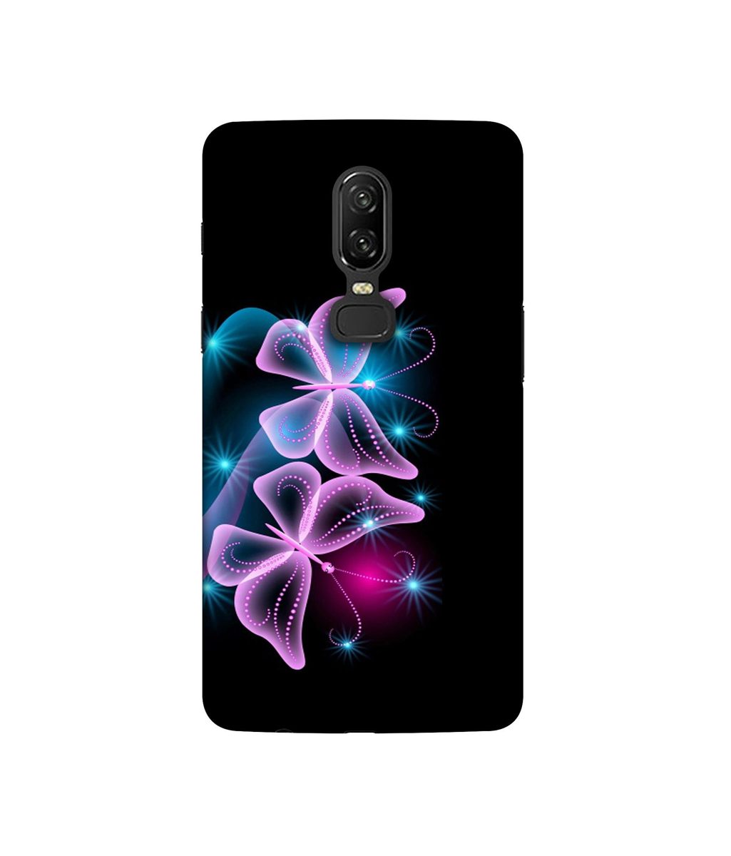 Amazon Brand - Solimo Designer Butterflies Neon Light 3D Printed Hard Back Case Mobile Cover for OnePlus 6