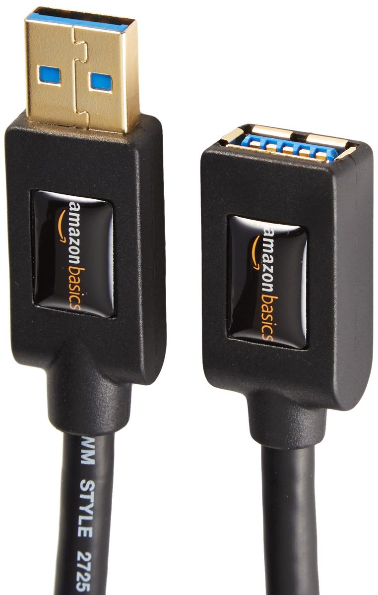 AmazonBasics USB 3.0 Extension Cable - A-Male to A-Female Extender Cord - 6 Feet (2 Pack)