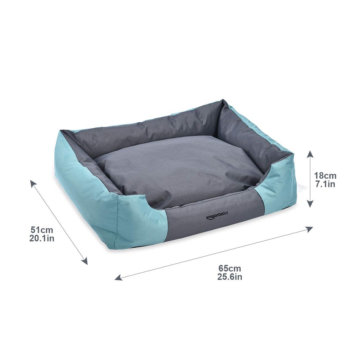 AmazonBasics Water-Resistant Pet Bed - Rectangular, Teal, 25.6 Inch