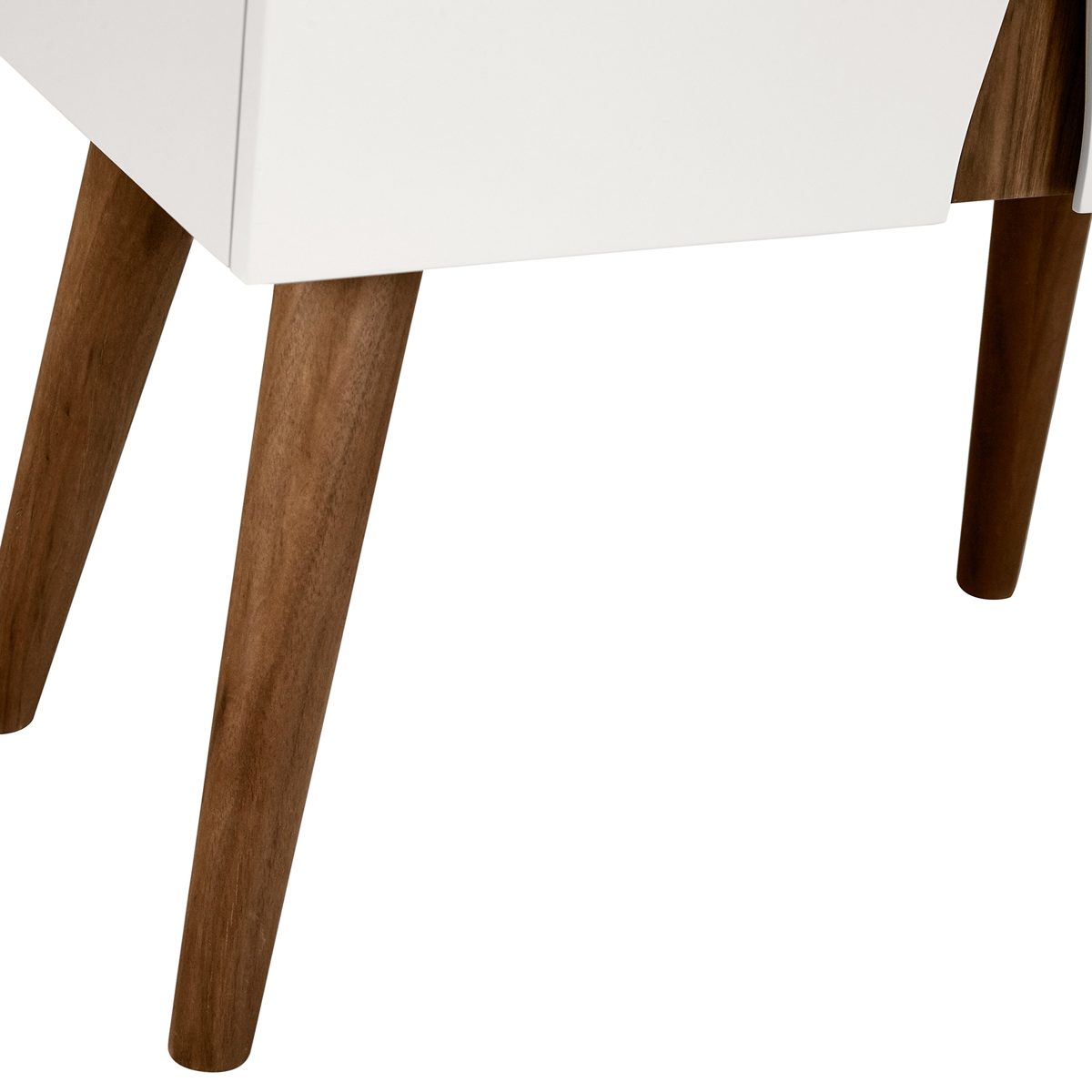 Amazon Brand – Rivet Modern Lacquer and Wood Cabinet, 23.6"L, Glossy White and Wood