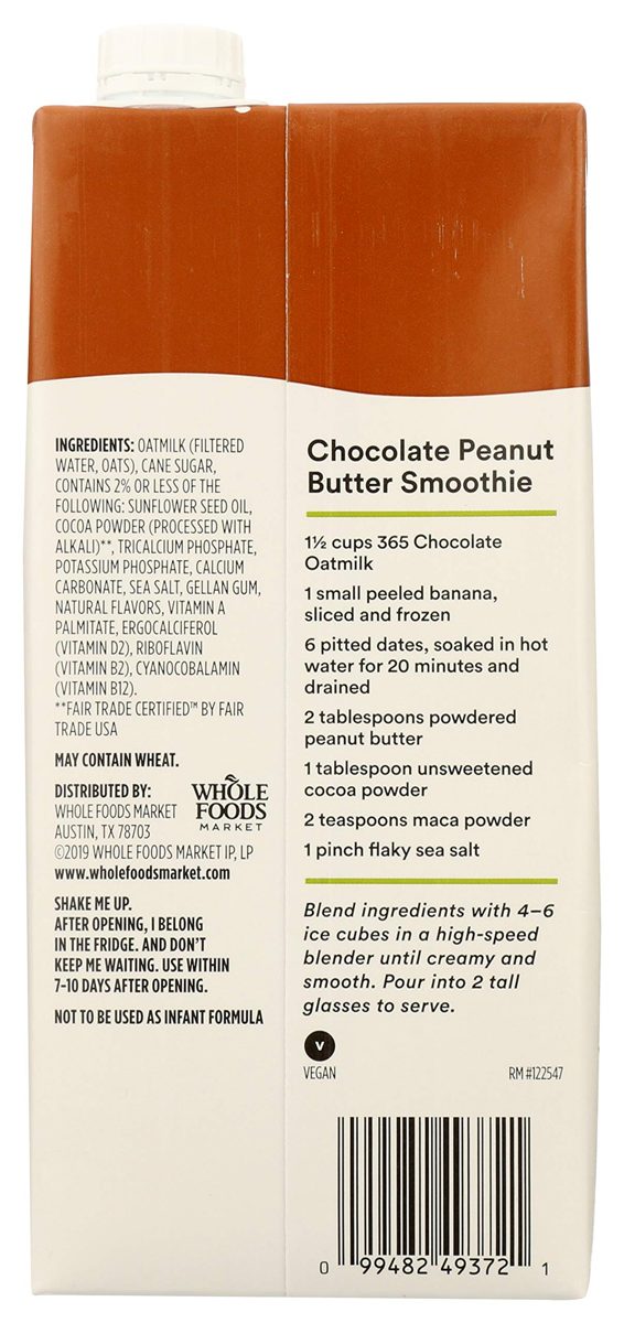 365 by Whole Foods Market, Oat Milk, Chocolate, 32 Ounce