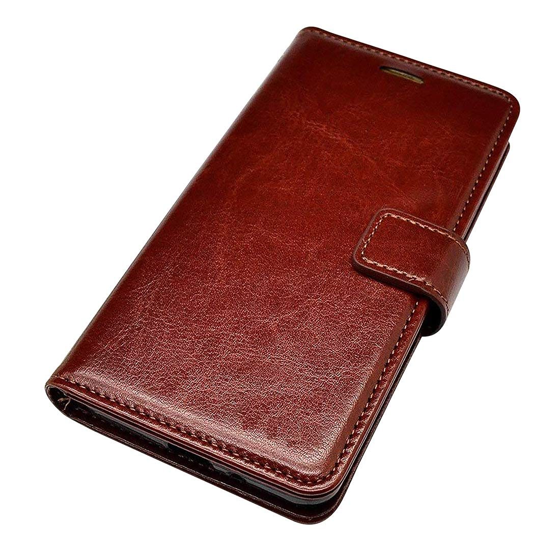 Amazon Brand - Solimo Flip Leather Mobile Cover (Soft & Flexible Back case) for Vivo V19 (Brown)