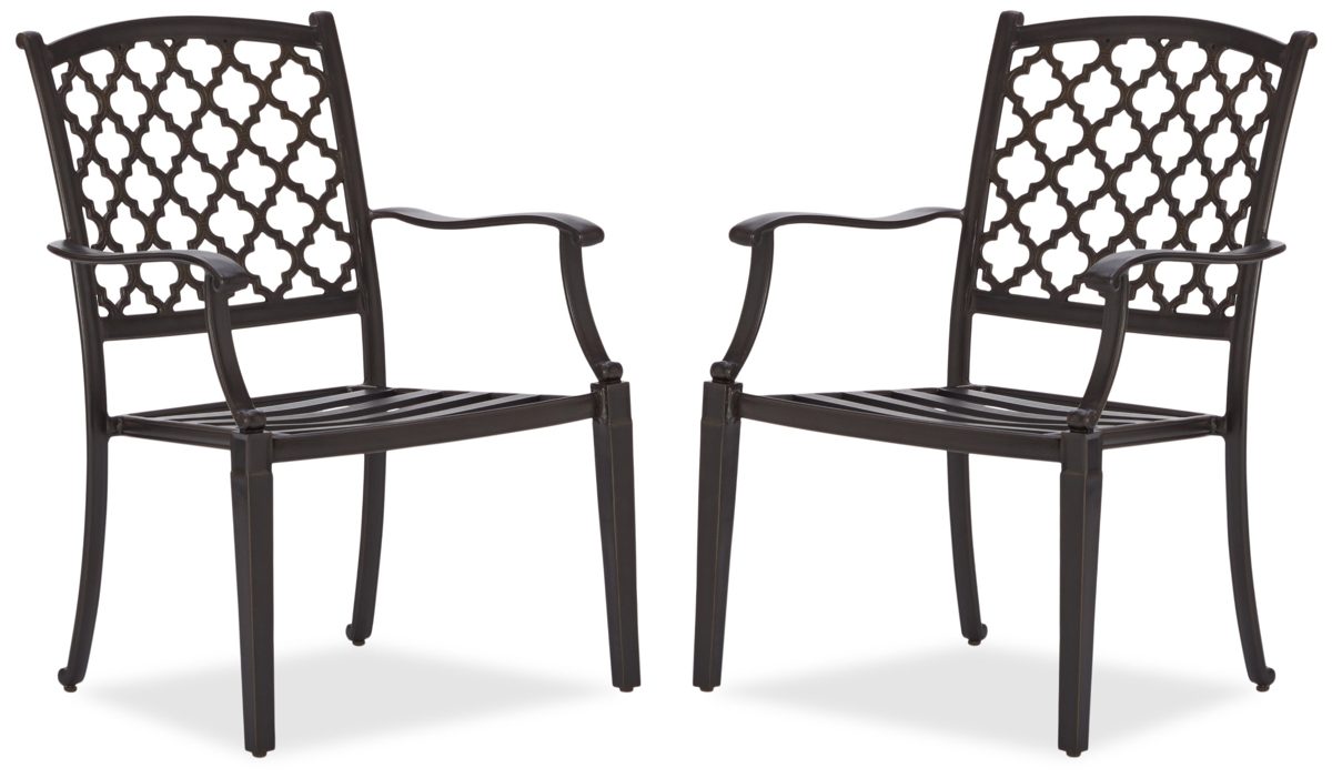 Strathwood Whidbey Cast-Aluminum Dining Arm Chair, Set of 2