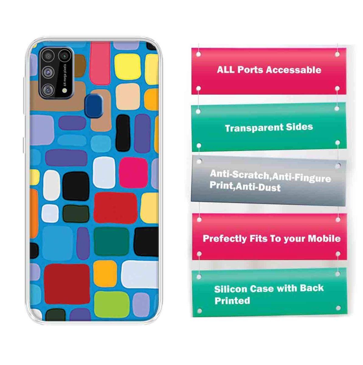 Amazon Brand - Solimo Designer Multicolor Colorful Pattern Printed Soft Back Case Mobile Cover for Samsung Galaxy M31