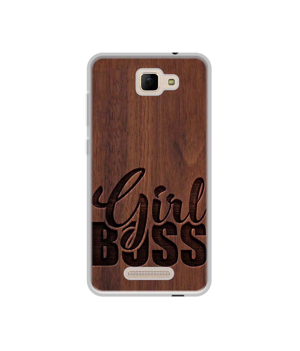 Amazon Brand - Solimo Designer Girl Boss On Wood UV Printed Soft Back Case Mobile Cover for Panasonic Eluga I3