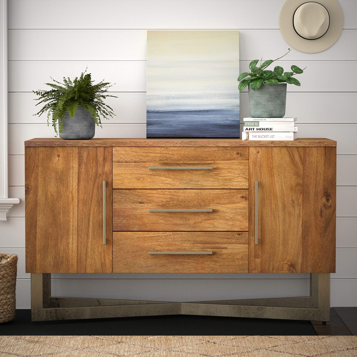 Amazon Brand – Stone & Beam Mid-Century 100% Stoneware Planter, 7.87"H, Distressed Black