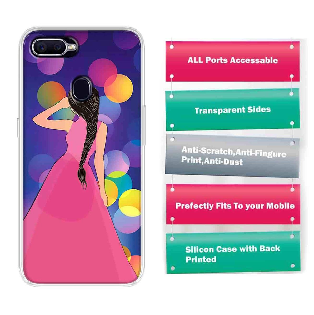 Amazon Brand - Solimo Designer Multicolor Girl Buble Blue Design Printed Soft Back Case Mobile Cover for Oppo F9 Pro