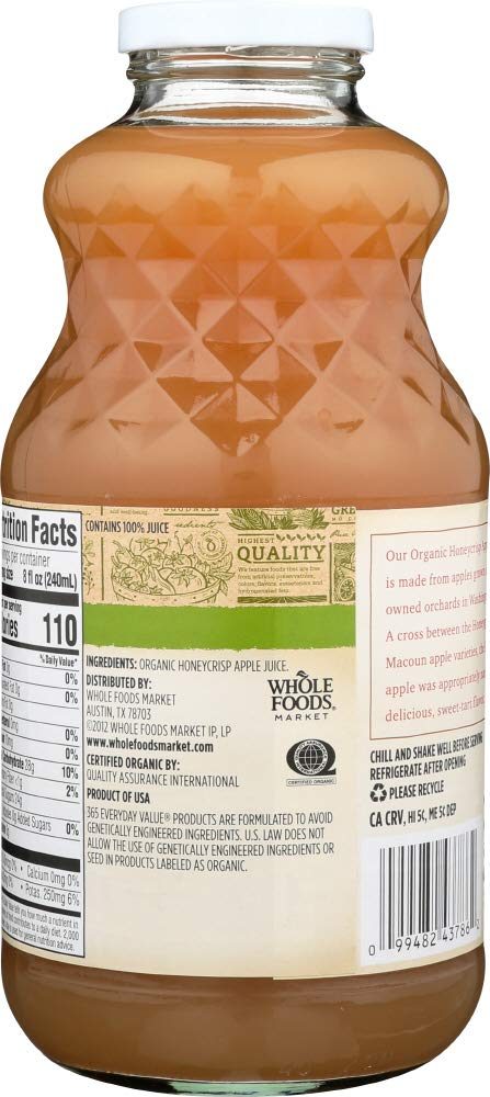 365 Everyday Value, Organic Juice Not from Concentrate - Pasteurized, Honeycrisp Apple, 32 fl oz