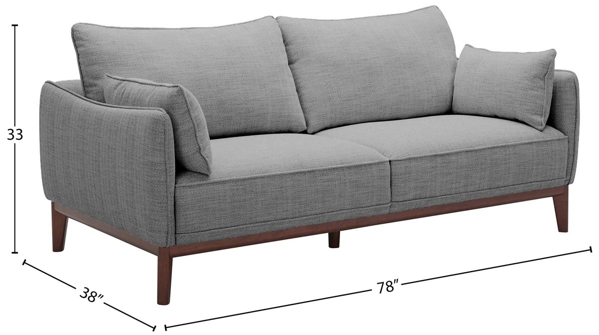 Amazon Brand – Stone & Beam Hillman Mid-Century Sofa Couch with Wood Base and Legs, 78"W, Fog Gray