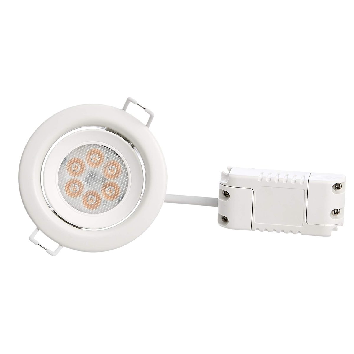 AmazonBasics 7W LED Integrated Recessed Spotlight, Slim Style, Round, 70mm (Cut out), 4000K, Cool White, 5-Pack