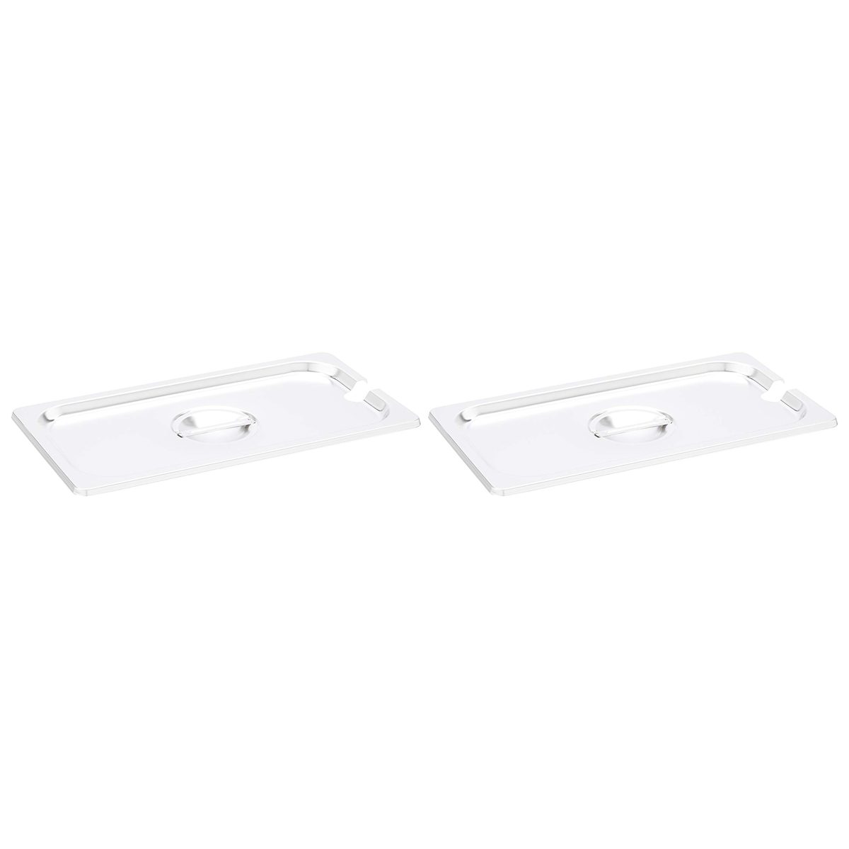 AmazonCommercial 1/3 Size Stainless Steel Slotted Steam Table/Hotel Pan Cover, Pack of 2