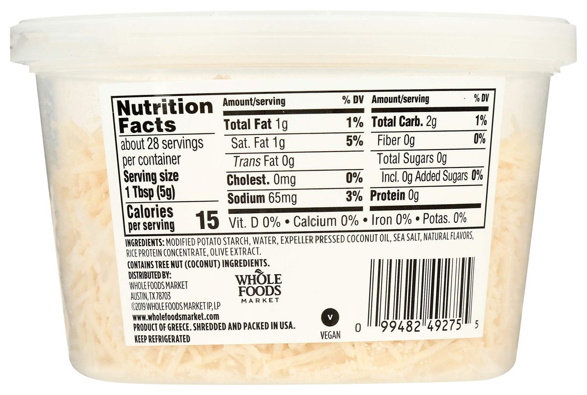 365 by Whole Foods Market, Plant-Based Cheese, Parmesan, 5 Ounce
