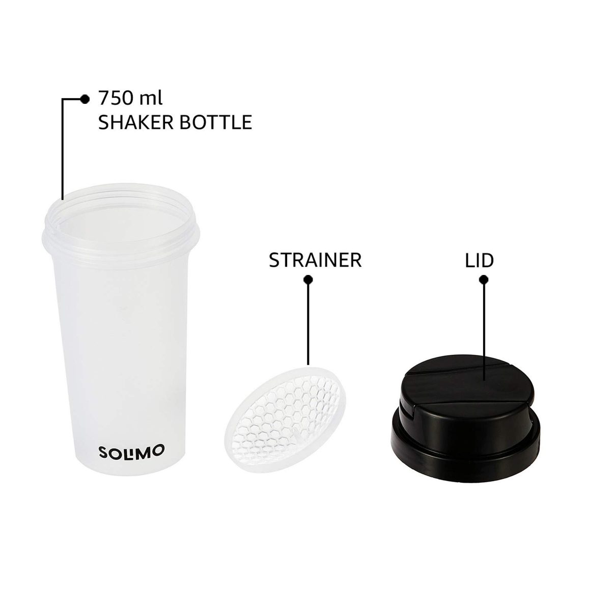 Amazon Brand - Solimo Shaker Bottle 700ml (Flip lid)