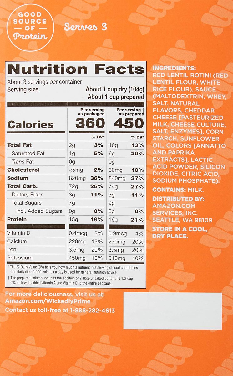 Wickedly Prime Lentil Pasta Meal, Cheddar Mac & Cheese, 11oz