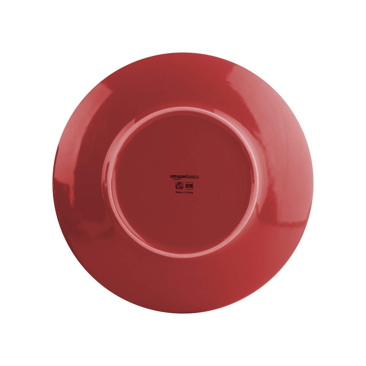 (Renewed) AmazonBasics 18-Piece Stoneware Dinnerware Set - Fire Engine Red, Service for 6
