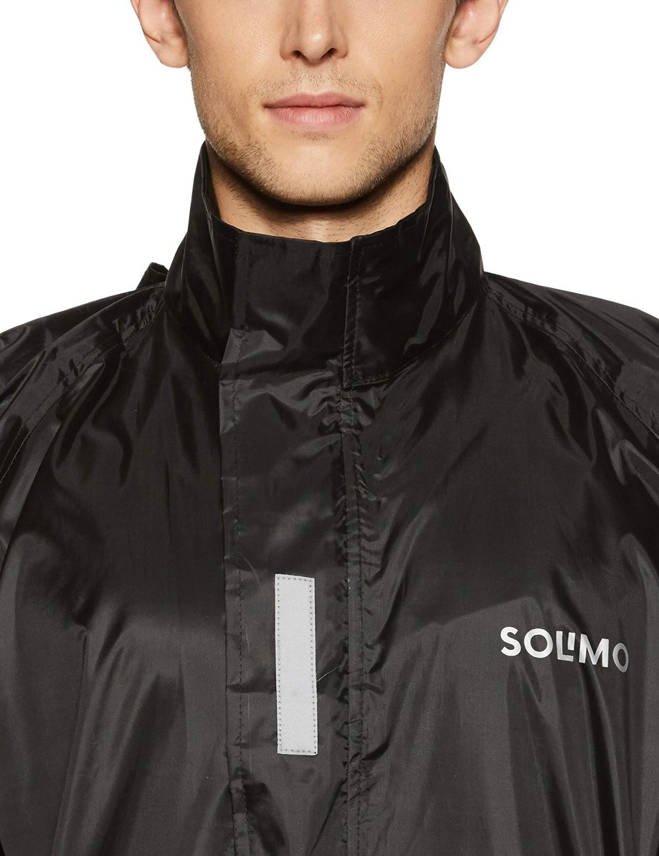 Amazon Brand - Solimo Water Resistant Polyester Rain Coat with Pant, Black, Large