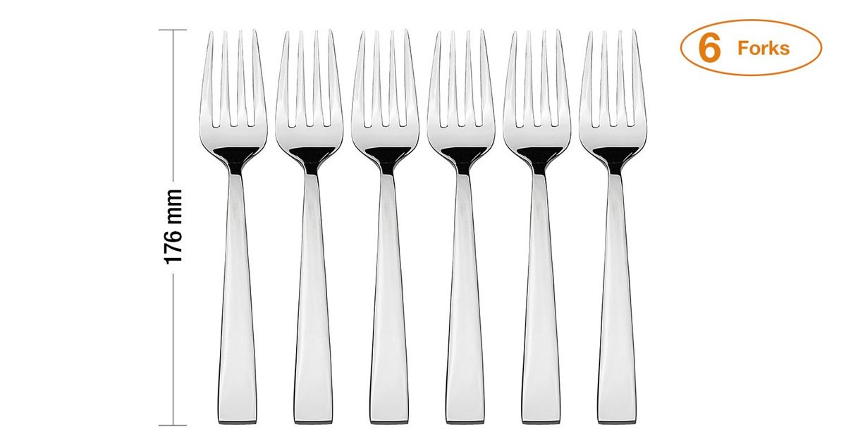 Amazon Brand - Solimo 24 Piece Stainless Steel Cutlery Set, Classique (Contains: 6 Table Spoons, 6 Tea Spoons, 6 Forks, 6 Fruit Forks), Silver