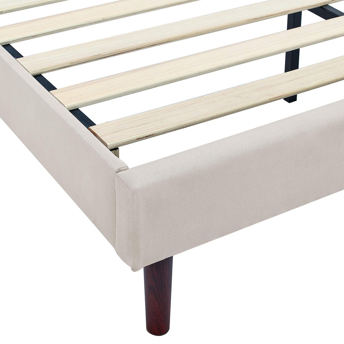 Upholstered Curve with Button Tufted Platform Bed/Mattress Foundation /  Strong Wood Slat Support /Easy Assembly/Beige,King