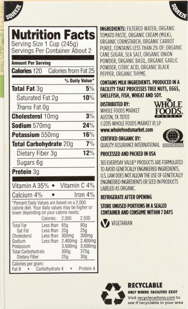 365 Everyday Value, Organic Tomato Bisque, 17 Ounce
